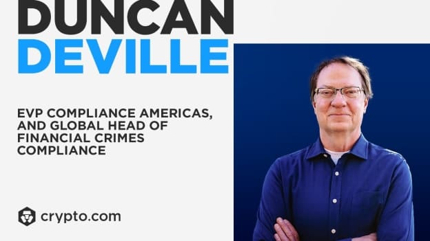 Crypto.com appoints ex US DOJ official Duncan DeVille as new EVP Compliances Americas & Global Head of Financial Crimes Compliance